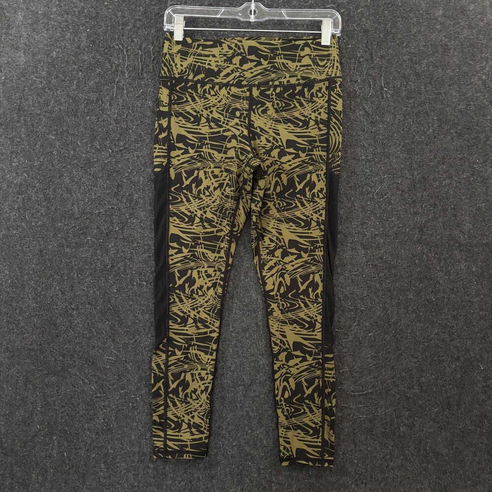 Fourlaps RE-UP Compression Leggings Women's Small Green Geometric Print Running